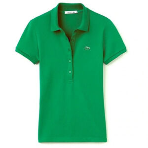 Lacoste Short Sleeve 5 Button Polo Shirt Green Size 42 US M/L